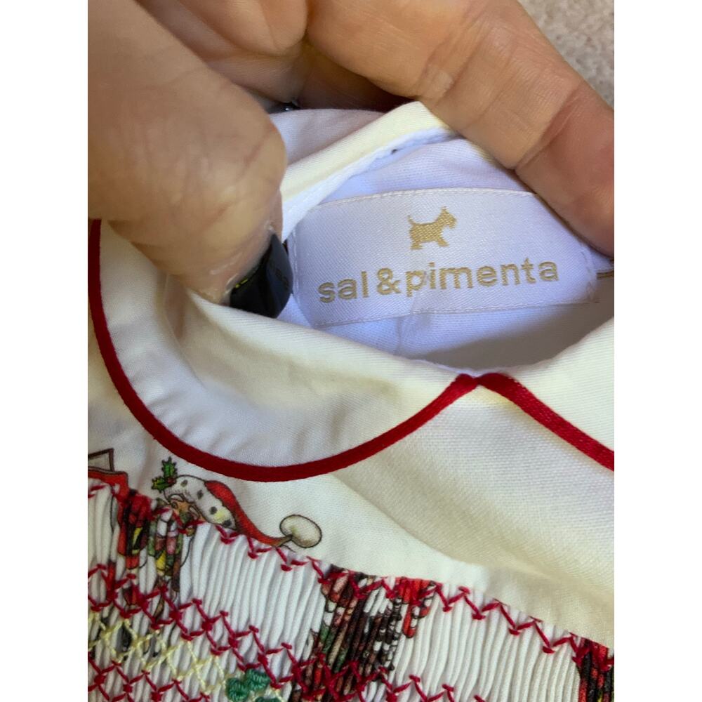 Sal & Pimenta Baby Smocked Busy Santa‎ Bubble - Picture 3 of 5
